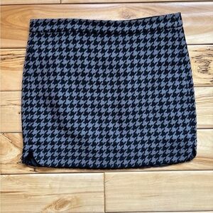 J. Crew Black and Gray Houndstooth Mini Skirt